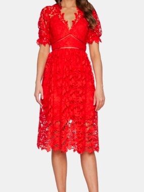 BARDOT Lace Fit & Flare Mindi Dress in Grenadine
